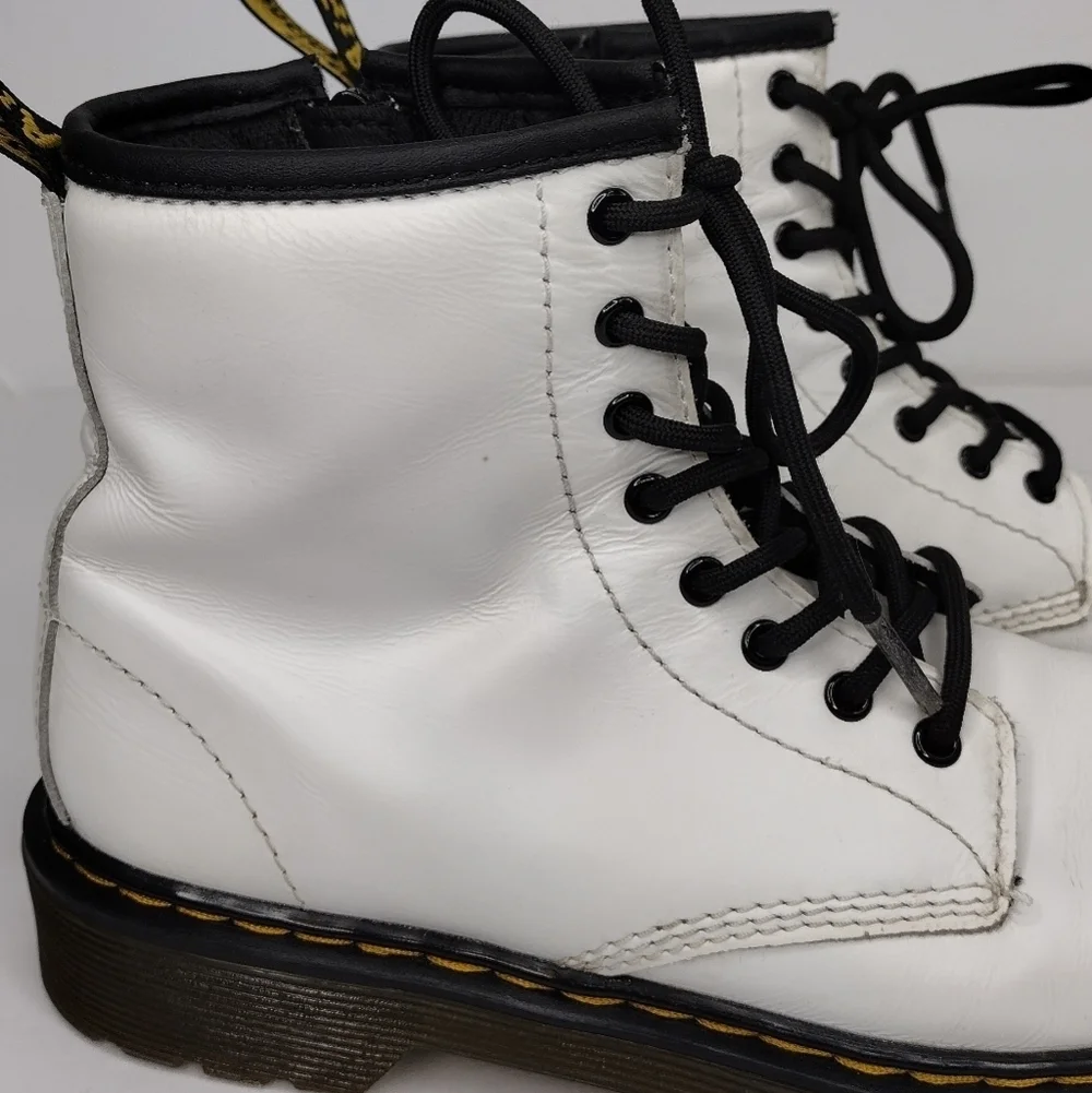 Dr Martens 1460 J White Lace Up Combat Boots Sz 3